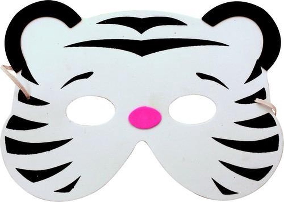 PARTYPRO - Witte tijger masker voor kinderen - Maskers > Half maskers